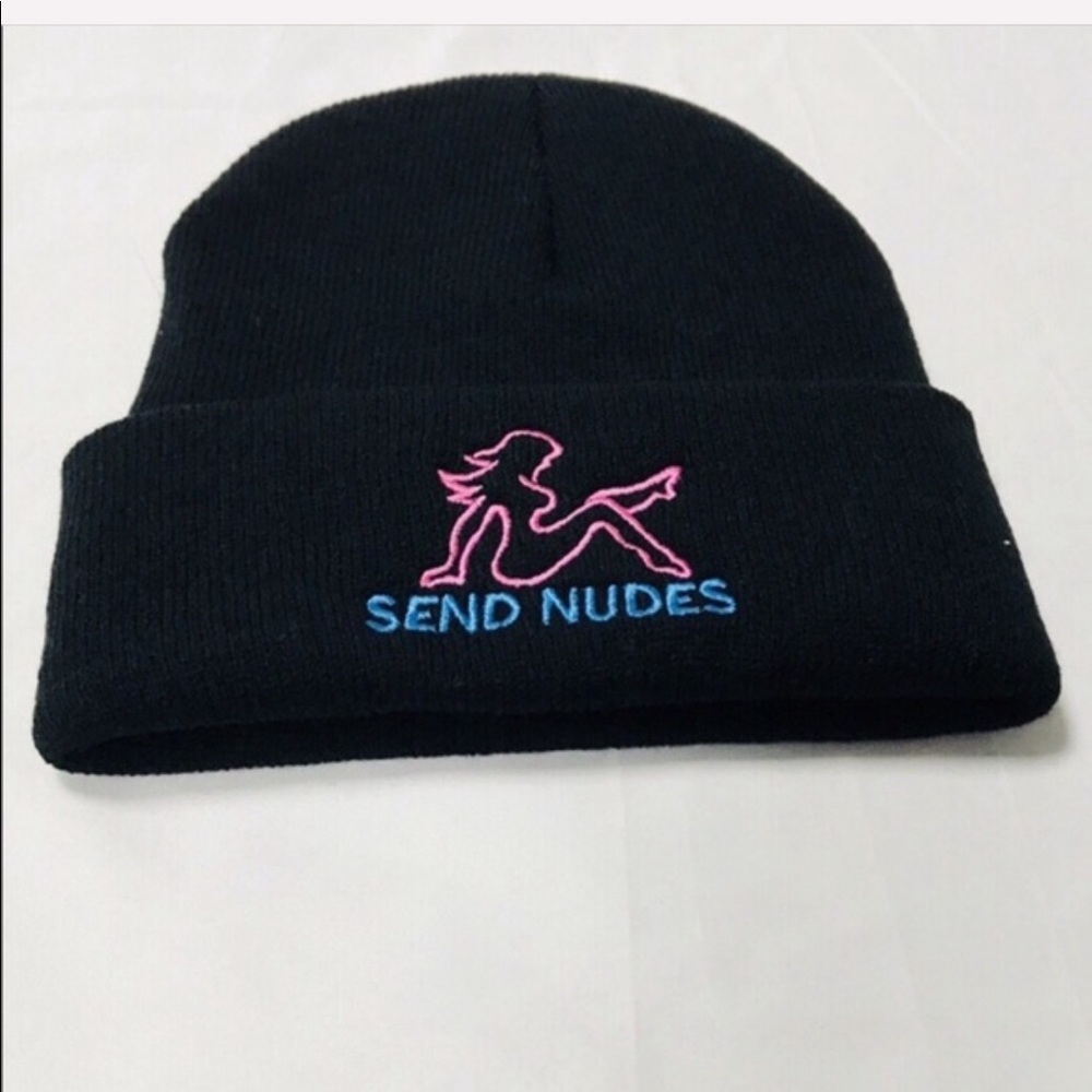 Send Nudes Black Knit Beanie Hat - Picture 4 of 5
